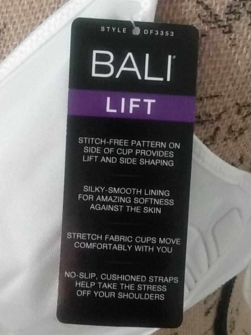 DF3353 Bali Intimates Underwire Lift Bra - White 38C - Picture 6 of 7